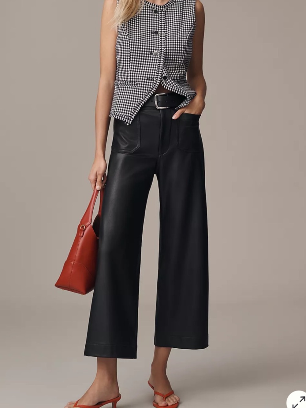 SUMMER SALE Maeve Colette Black Faux Leather Cropped Wide-Leg Pants